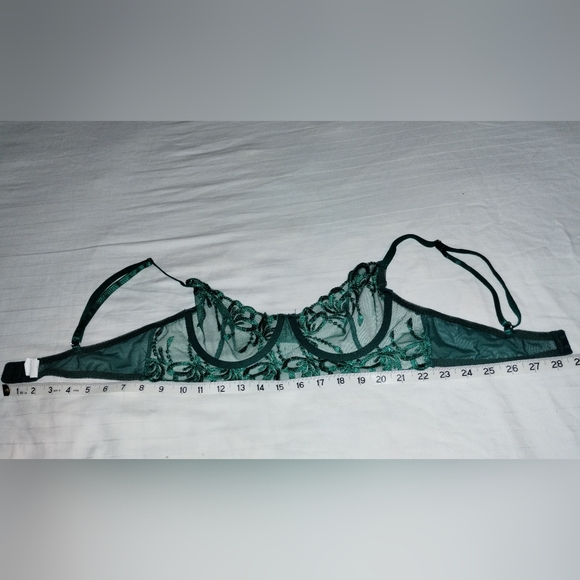 Green Lace and Mesh Bra with Underwire - Picture 4 of 7